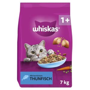 WHISKAS Trockenfutter für ausgewachsene Katzen 7kg mit Thunfisch