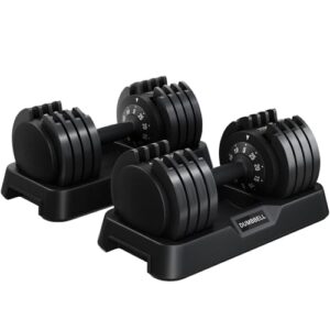 Yaheetech 2er Verstellbare Hanteln 5-in-1 Kurzhanteln von 5 kg bis 25 kg 1-Sekunde-Schnelleinstellung Gewichtsstufen Hanteln für Home-Gym Schwarz