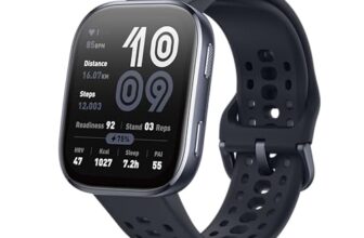 Amazfit Bip 6 Smart Watch 46mm, 14 Tage Akku, 1.97“ AMOLED, GPS & kostenloses Kartenmaterial, AI, Bluetooth Anruf Textfunktion, Gesundheits, Fitness Schlaf-Tracker, 140+ Trainingsmodi, 5 ATM, Schwarz