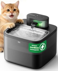 Oneisall 2.2L Kabelloser Katzenbrunnen Edelstahl mit Bewegungsmelder Katze