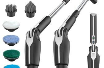 Leebein Elektrische Reinigungsbürste, 2026 Neues Spin Scrubber mit 8 Austauschbaren Bürstenköpfen, Verstellbarem Verlängerungsgriff & 2 Rotationsgeschwindigkeiten für Bad/Küche/Auto