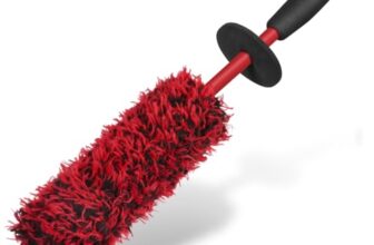 vsshe Felgenbürste Alufelgen, 40cm Auto Felgen Bürste, Premium Mikrofaser Felgen Bürste für Eine Besonders Schonende Reinigung bis ins Felgentiefbett, Lange Profi Auto Reinigung Felgenreinigungsbürste