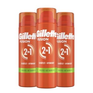 Gillette Fusion Bartpflege Rasiergel Männer (200 ml), mit Mandelöl, für empfindliche Haut, mit 5-Fach-Wirkung: Reinigt, spendet Feuchtigkeit, schützt, erfrischt und beruhigt, Geschenk für Männer