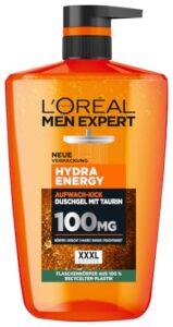L’Oréal Men Expert XXXL Duschgel und Shampoo für Männer, Duschbad zur Reinigung von Körper, Haar und Gesicht, Herren Körperpflege für langanhaltende Frische mit Taurin, Hydra Energy, 1 x 1000 ml
