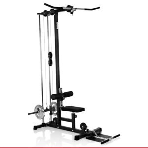 HAMMER Finnlo Latzug-Station Multi-Lat-Tower – Übungen für Rücken Arme Schultern Bauch, 120 kg belastbare Gewichtsauflage, Kraftstation 141x120x210cm
