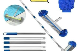 Pool Bürsten Set, Poolbürsten reinigungsbürste mit Teleskopstange 230 cm, Poolreiniger Bürste 45 cm, Pool Reinigungsbürste, Pool Bürsten Set für Pool Reinigung mit Reinigungstuch und Waschhandschuh.