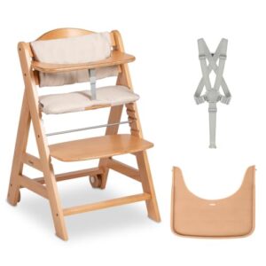 hauck Beta+ Holzhochstuhl Set mit Rädern 6 Monate bis 90 kg, Natural