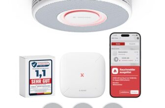X-Sense Smarter Rauchmelder WLAN mit Sprachausgabe und 17 Standorten, Feuermelder, Rauchmelder vernetzt, 33 mm, Brandmelder mit SBS50 Basisstation, XS0B-MR31, 3 Stück