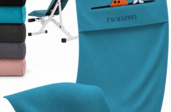 Twinzen – Fitness Handtuch mit Tasche Microfaser – 120×50 cm – Marineblau