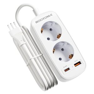 Adapter Italien Steckdose 2-Fach mit PD20W USB Schnellladung