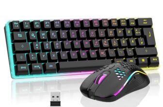 RedThunder 60% Kabelloses RGB Gaming Tastatur und Maus Set, QWERTZ DE Layout, Wiederaufladbare Funktastatur mit Ultraleichte Gaming Maus mit Wabenkonstruktion, für PC MAC PS5 Xbox Gamer, Büro.