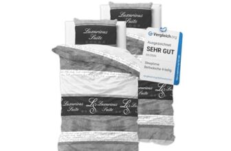 Sleeptime Bettwäsche 135×200 Baumwolle, Reißverschluss, 5 Sterne Hotel Grau