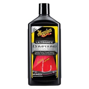Meguiar’s Ultimate Compound Autopolitur – Hochleistungs-Politur für Spiegelglanz und Kratzerentfernung, Klarlacksicher, Für Hand- und Maschinenanwendung, 450ml, G17216EU