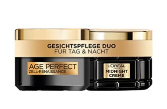 L’Oréal Paris Gesichtspflegeset, Anti-Aging Tagescreme und Nachtcreme zur Förderung der Zellregeneration, Mit Antioxidantien Formel und Vitamin E, Age Perfect Zell Renaissance, 2 x 50 ml