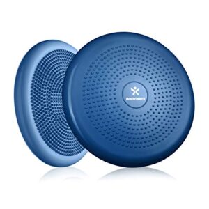 BODYMATE Ballsitzkissen inkl. Pumpe BLAU 34cm Durchmesser – Balance-Kissen, Luftkissen, Balance Pad, Noppenkissen – Core -, Fitness-, Reha-, Koordinations- und Rückentraining