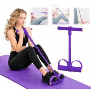 Multifunktionales Fitness-Spannseil: 6-Tubes Pedal Widerstandsband mit Fußpedalen für Bauchtraining, Rückentraining & Beintraining, Widerstandsbänder für Ganzkörpertraining Zuhause (Lila)