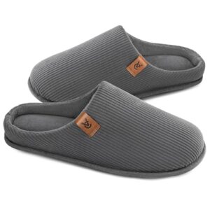 VeraCosy Männer Pantoffeln Cord Innen Hausschuhe Cooles Grau,46-47 EU