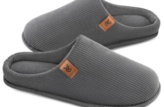 VeraCosy Männer Pantoffeln Cord Innen Hausschuhe Cooles Grau,46-47 EU