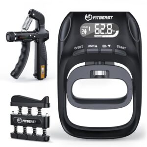 FitBeast Griffkraft-Tester mit einstellbarem Griffkrafttrainer & Fingertrainer – Fortschritt verfolgen, Kraft aufbauen & Erholung unterstützen (3-in-1-Set)