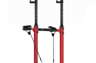 Power Tower Dip Station für Frauen, Multifunktional Fitness Turm klimmzugstange freistehend, Verstellbare Dipständer klimzuggerät – Ganzkörper-Krafttraining zu Hause (Red)