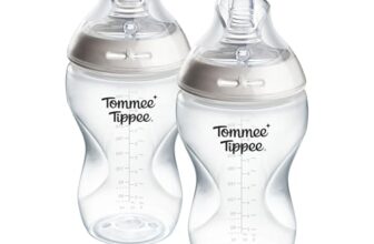 Tommee Tippee-Babyflaschen, Natural Start Anti-Kolik-Flasche 340ml, 2er-Pack, mit mittlere Trinkflussgeschwindigkeit brustähnl. Sauger, Anti-Kolikventil, selbst steril., Zubehör