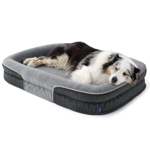 BEDSURE XL Pro orthopädisches Hundebett große Hunde, 114x81x18cm, grau
