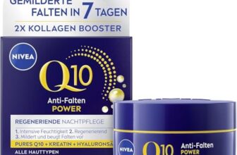 NIVEA Q10 Anti-Falten POWER Regenerierende Nachtpflege (50 ml), straffende Gesichtspflege für alle Hauttypen, Nachtcreme mit purem Q10, Kreatin & Hyaluronsäure