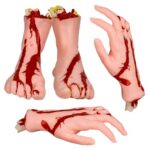 Ruioomeep Halloween Hand Gummihand Halloween Körperteile Hände Zombie, 4 Stück Set (Ganz Normale Menschen)