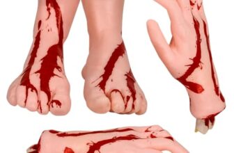 Ruioomeep Halloween Hand Gummihand Halloween Körperteile Hände Zombie, 4 Stück Set (Ganz Normale Menschen)