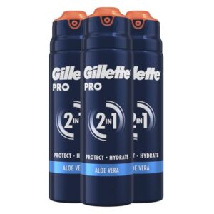 Gillette PRO Rasiergel für Männer — Rasierschaum Kühlt die Haut, um sie zu Beruhigen und Spendet dem Barthaar Feuchtigkeit, Hilft empfindliche Haut vor Irritationen zu schützen — 200ml (Packung mit 3)
