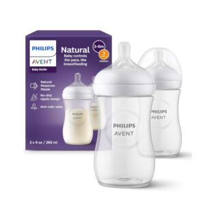 Philips AVENT Babyflaschen Natural Response – 2x Babyflaschen, 260 ml, für Neugeborene ab 1 Monat, BPA-frei (Modell SCY903/02)