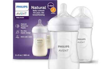 Philips AVENT Babyflaschen Natural Response – 2x Babyflaschen, 260 ml, für Neugeborene ab 1 Monat, BPA-frei (Modell SCY903/02)