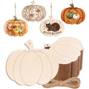 20 Stück Holz Kürbis 8cm zum Bemalen Halloween Deko Juteseil