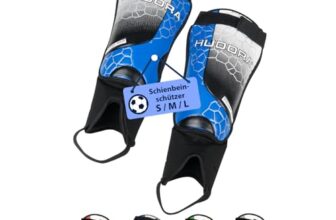HUDORA Schienbeinschützer mit Knöchelschutz – bequeme Schienbeinschoner mit Schaumstoff – Fußball Schienbeinschutz mit Knöchelprotektoren in Größe S – Fußballausrüstung Kinder & Jugendliche – blau