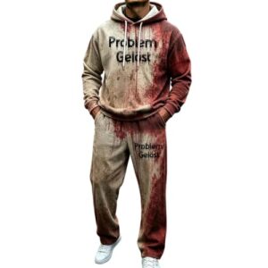 Didadihu Halloween Kostüm Set Herren Horror Gruselig Jogginganzug mit Print