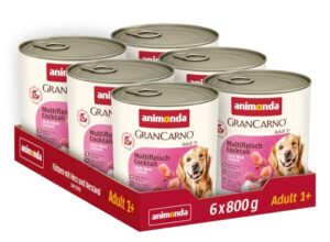 animonda GranCarno Adult Multifleisch-Cocktail (6 x 800 g), Hundenassfutter für erwachsene Tiere, Nassfutter für Hunde mit 100 % frischen, fleischlichen Zutaten, Hundefutter ohne Getreide