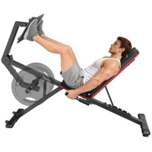 PASYOU Beinstreckermaschine mit 7 verstellbaren Rückenlehnen, Beinpresse für das Fitnessstudio zu Hause, maximale Kapazität 500KG & Hantelgewicht 100KG, Hantelbank mit Beinbeugermaschine