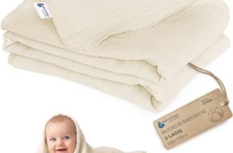 Medi Partners Musselin Babydecke 100x150cm Baby Decke Musselindecke Neugeborenen – dünne dünne Kuscheldecke Sommer Babydecken für Kleinkinder Krabbeldecke Kinderbett Kinderwagen (Beige)