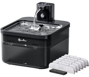 DownyPaws 2.5L Trinkbrunnen für Katze Kabellos, Schwarz mit 6 Filters