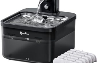 DownyPaws 2.5L Trinkbrunnen für Katze Kabellos, Schwarz mit 6 Filters