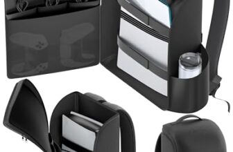 Rysker Rucksack für PS 5 / Slim / Pro-Konsole, voller Schutz PS5 Tasche, große Kapazität PS 5 Reisetasche für Dual Controller, PS Portal, Laptop, Spielkarten, PS5 Rucksack mit 3 Kabel Tasche Schwarz