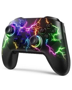 VOYEE Switch Controllers kompatibel mit Switch/Lite/OLED/Windows, Programmierbar RGB Blitz LED, Drahtloser Pro Controller mit Eine Schlüsselpaarung Vibration Aufwachen