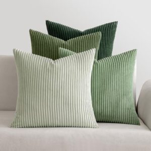 MIULEE Kissenbezug 40×40 4er Set Kordsamt Kissenhülle sofakissen Green