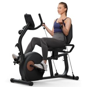 MERACH Liegeergometer für Zuhause mit 8 Verstellbaren Widerstandsstufen, Exklusiver App-Konnektivität, LCD-Display, Herzfrequenzsensoren und Verstellbarer Rückenlehne