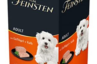 animonda vom Feinsten Hundefutter nass mit Geflügel + Kalb (6 x 150g), getreidefreies Hundefutter ohne Zucker, mit frischen, fleischigen Zutaten