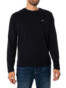 Gant Herren REG Shield LS T-Shirt Logo Langarmshirt, Black, L