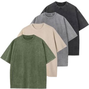Oversized T-Shirt für Herren Heavy Baumwolle Regular Fit Basic Männer T-Shirt Set Casual Sommer Tops