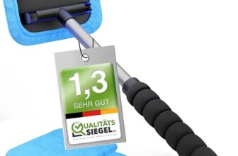 Walser Scheibenreiniger Auto, Qualitätssieger Sehr Gut* Autoscheiben Innenreiniger Teleskop-Funktion 26-42 cm ausziehbar, Windschutzscheiben Reiniger, Auto Scheibenreiniger innen + 2 Mikrofasertücher