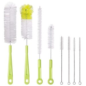 Vicloon Flaschenbürsten, 8 Stück Langer Griff Reinigungsbürste, Flasche Reinigungsbürsten, Lange Bürsten mit Nylonborsten, 4*Lange Reinigungsbürste und 4*Schlauchbürste, für Babyflaschen, Glas