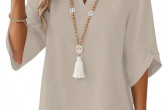 iWoo Blusen Damen Elegante 3/4 Arm Locker Tunika Frühling Sommer Tops